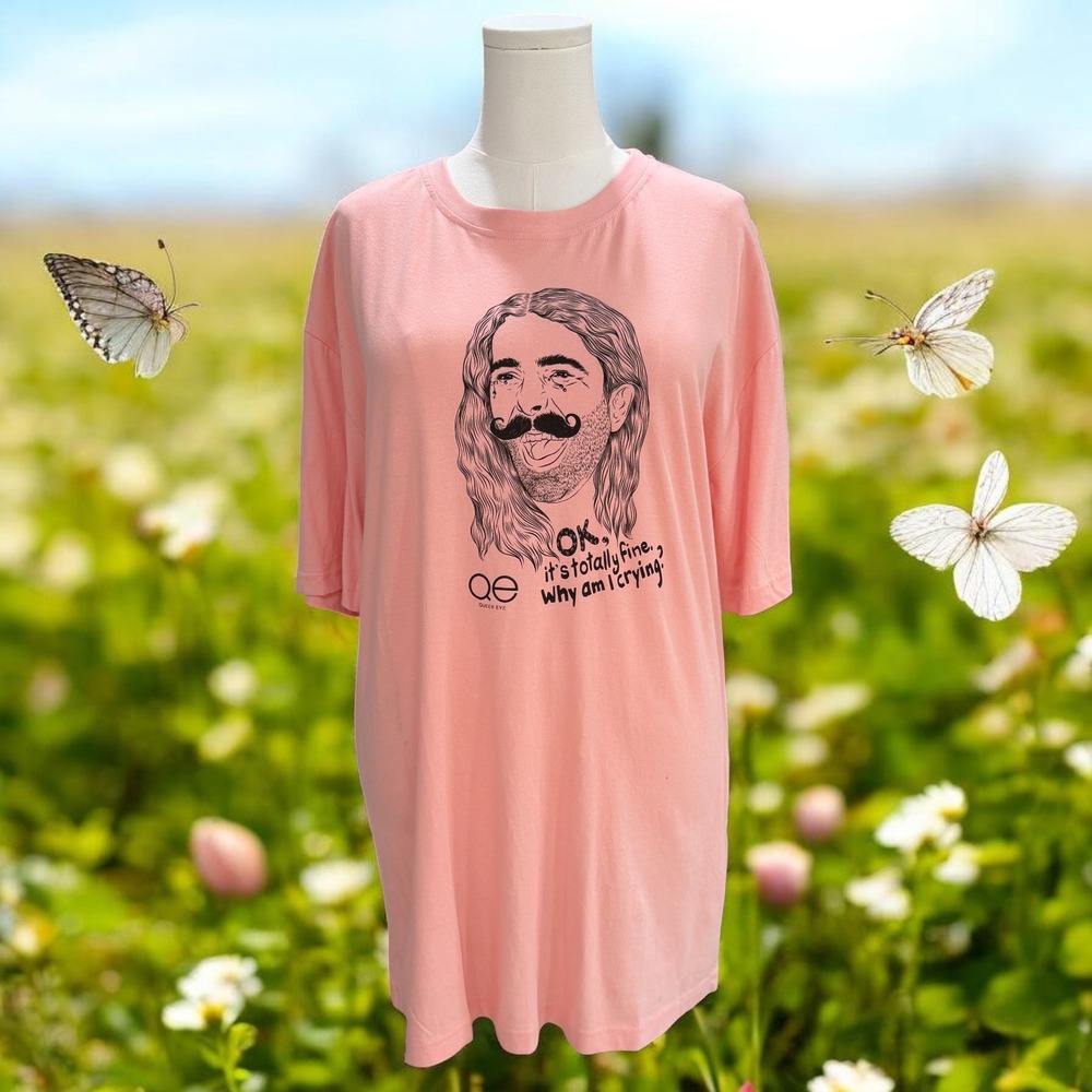 Queer Eye JVN Pink Oversized Graphic Tee Shirt XL Soft Girl Streetwear NWT‎